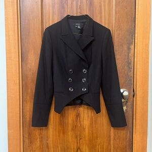 Zara Double-Breasted Cute Cropped Jacket Blazer Black, 6 Button, Size S